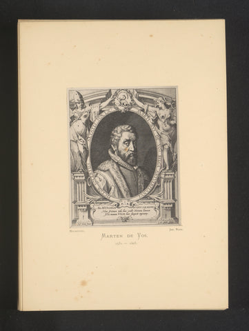 Reproduction of an engraving of a portrait of Maerten de Vos by Aegidius Sadeler, Joseph Maes, c. 1872 - in or before 1877 Canvas Print