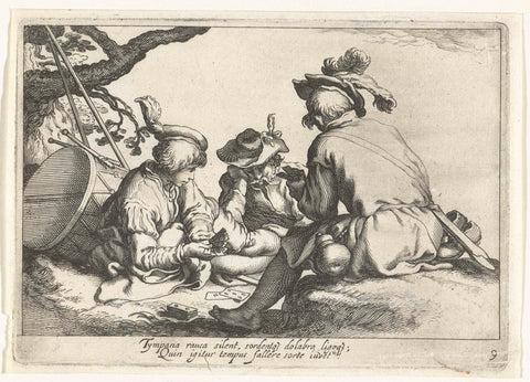 Card-playing soldiers, Cornelis Bloemaert (II), after c. 1625 Canvas Print