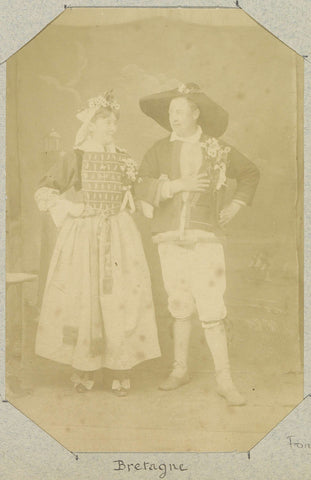 Portrait of a Breton couple in historical costume, anonymous, c. 1890 - c. 1900 Canvas Print