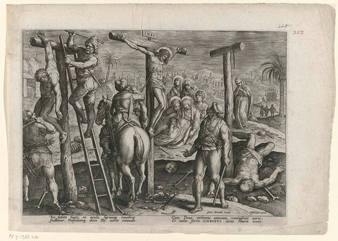 Longinus stabs Christ with his lance, Adriaen Collaert (attributed to), 1585 - 1586 Canvas Print