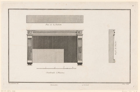 Fireplace with pilasters, Augustin Foin, 1784 - 1785 Canvas Print