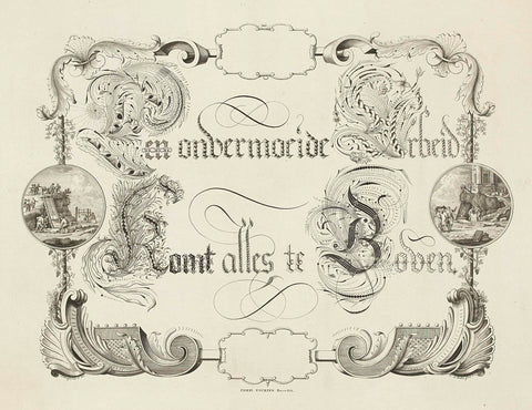 Text sheet with the motto of the Mathematical Society, Barent de Bakker, 1786 Canvas Print