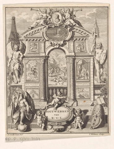 Triomfboog voor poëzie, Jacob Folkema, 1725 Canvas Print