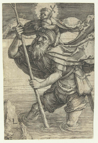 Saint Christopher, Lucas van Leyden, 1519 - 1523 Canvas Print