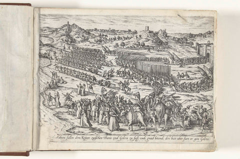 Enige Turken knielen voor Karel V, Frans Hogenberg, 1570 - 1574 Canvas Print