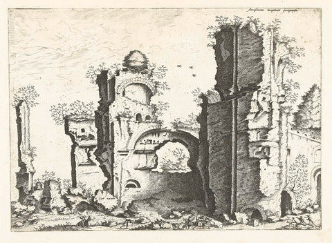 View of ruins, possibly the Baths of Caracalla, Johannes or Lucas van Doetechum (attributed to), c. 1578 - c. 1600 Canvas Print