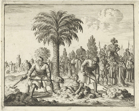 Vitalis buried alive, Jan Luyken, 1685 Canvas Print