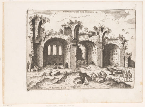 Gezicht op de Basilica van Maxentius te Rome, Giovanni Battista Pittoni (I), 1561 Canvas Print