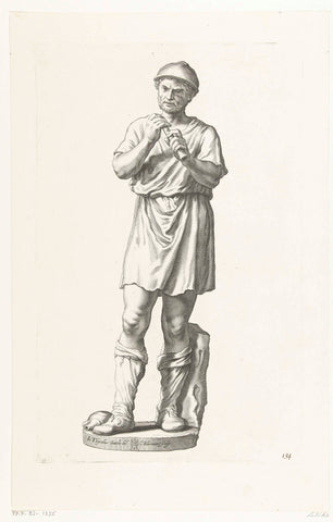 Standing man with flute, Cornelis Bloemaert (II), c. 1636 Canvas Print