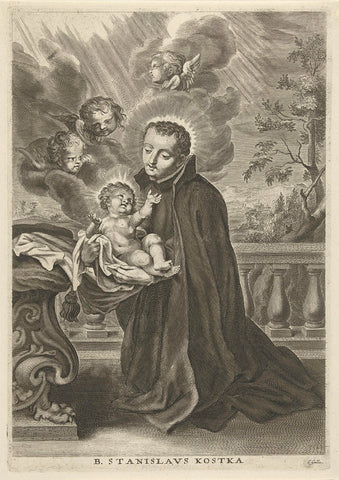 H. Stanislaus Kostka with the Christ Child in the Arms, Cornelis Galle (I), 1586 - 1650 Canvas Print