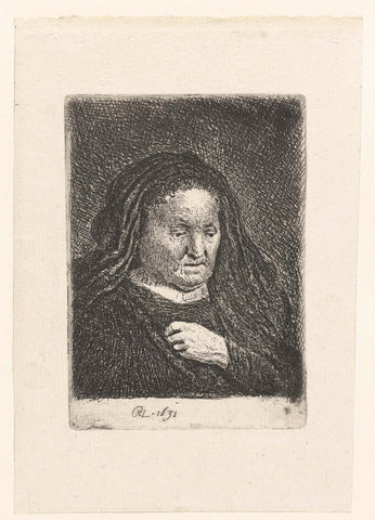 The artist's mother with her hand on her chest, Rembrandt van Rijn, 1850 - 1906 Canvas Print