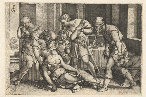 Collatinus and Brutus at the dying Lucretia, Georg Pencz, 1546 - 1547 Canvas Print