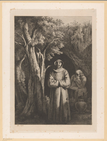 Two Franciscan monks in front of a cave, Jean Jacques de Boissieu, 1797 Canvas Print