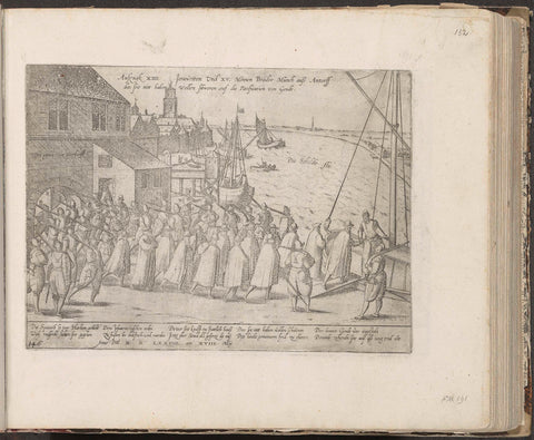 Jesuits and Friars Minor leave Antwerp, 1578, Frans Hogenberg, 1581 - c. 1585 Canvas Print