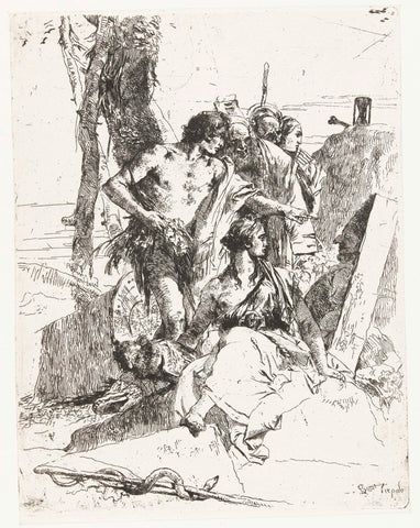 The Discovery of Pulcinella’s Grave, Giovanni Battista Tiepolo, in or before c. 1750 Canvas Print