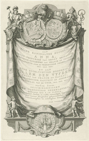 Ornamental frame with the coats of arms of Anna of Hanover and William V, Jan Caspar Philips, 1752 Canvas Print