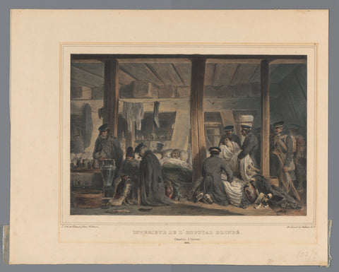 Inside of the dug-in field hospital of the Citadel of Antwerp, 1832, Denis Auguste Marie Raffet, 1832 Canvas Print