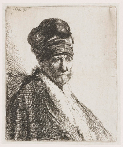 Man in a High Hat, Rembrandt van Rijn, 1630 Canvas Print