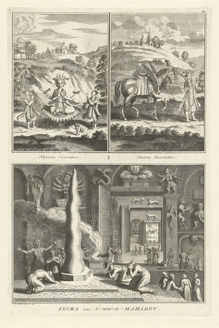 Representations of the Incarnations of the Indian God Vishnu and Worship of Ixora, Bernard Picart (workshop of), 1722 Canvas Print