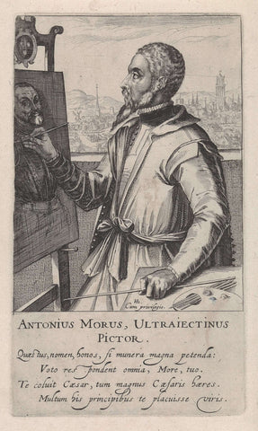 Portrait of Anthonio Moro, Simon Frisius, 1610 Canvas Print