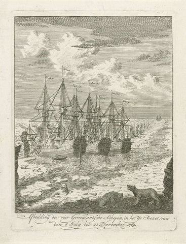 Four Greenland ships stuck in the ice, 1769, Cornelis van Noorde, 1769 - 1770 Canvas Print