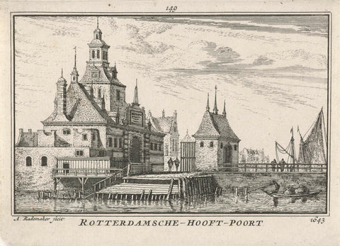 View of the Ooster Oude Hoofdpoort in Rotterdam, 1643, Abraham Rademaker, 1727 - 1733 Canvas Print