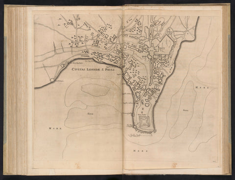 Plan of Luanda, c. 1641, Jan van Brosterhuyzen, 1645 - 1647 Canvas Print