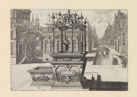 Square well with fittings, Johannes or Lucas van Doetechum, c. 1574 Canvas Print