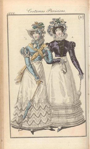 Journal des Dames et des Modes, editie Frankfurt 19 Mai 1822,Costumes Parisiens (21), anonymous, 1822 Canvas Print