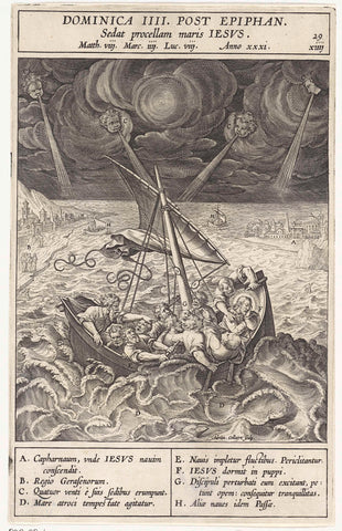 Storm on Lake of Galilee, Wierix (rejected attribution), 1593 Canvas Print