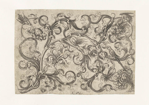 Tendrils with parrots and other birds, Israhel van Meckenem, 1455 - 1503 Canvas Print