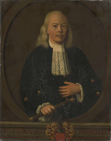 Portrait of Abraham van Riebeeck, Governor-General of the Dutch East Indies, anonymous (copy after), 1750 - 1800 Canvas Print