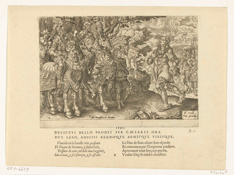 Surrender of the Duke of Saxony, 1547, no. 10, Dirck Volckertsz. Coornhert, 1556 Canvas Print