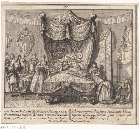 Maria Clementina Sobieska in childbirth, Leonard Schenk, 1727 Canvas Print