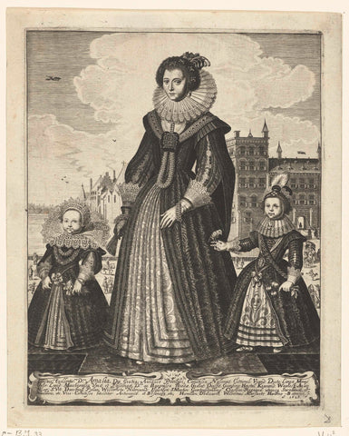 Portrait of Amalia van Solms with two of her children, Willem Outgertsz. Akersloot, 1628 Canvas Print