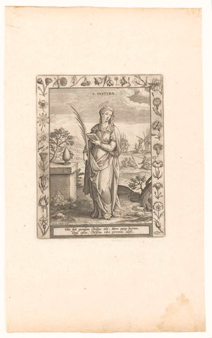 Saint Justina, Adriaen Collaert, c. 1590 - c. 1610 Canvas Print