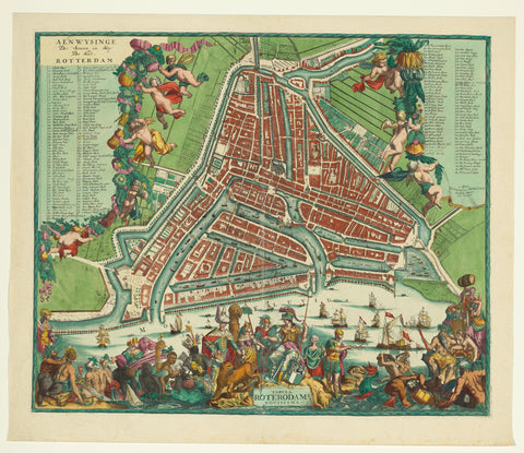 Map of Rotterdam, anonymous, 1721 - 1774 Canvas Print