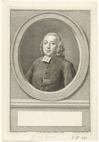 Portrait of Johannes van Spaan, Jacob Houbraken, 1776 Canvas Print