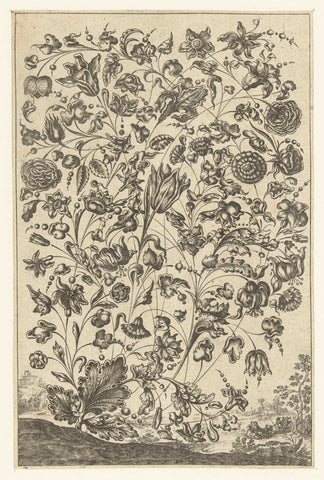 Bouquet of tendrils with flowers and leaves., Francois Lefebure, c. 1631 - c. 1726 Canvas Print