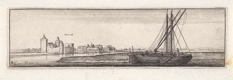 River landscape with view on the Ruhrort, Wenceslaus Hollar, 1643 Canvas Print