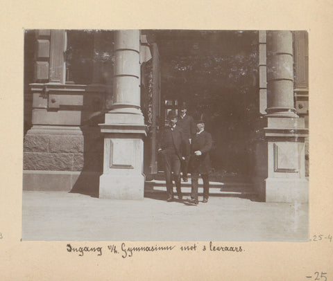 Entrance of the Barlaeus Gymnasium with three teachers, Hendrik Herman van den Berg, in or after 1890 - in or before 1894 Canvas Print