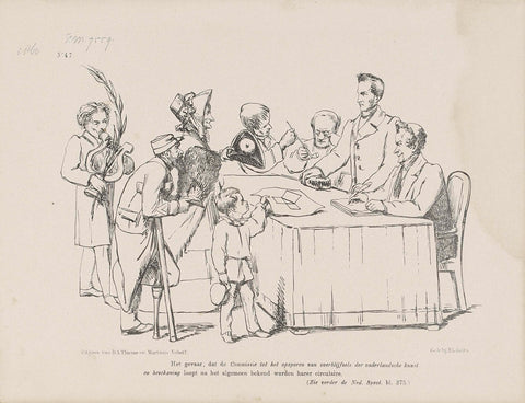 Cartoon on the call of the Royal Academy for the tracing of remains of dutch art, 1860, Johan Michaël Schmidt Crans, 1860 Canvas Print