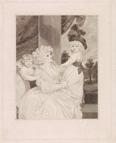 Portrait of Jane Stanhope with her two children, Francesco Bartolozzi, 1738 - 1815 Canvas Print