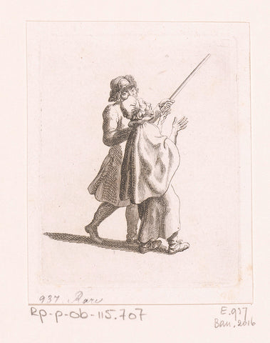 Begging guardian chased away an old beggar, Daniel Nikolaus Chodowiecki, 1800 Canvas Print