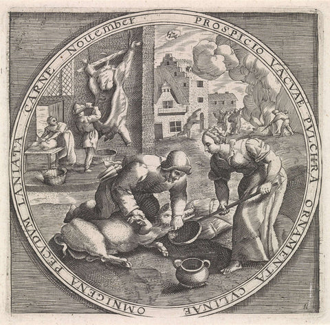 November: slachttijd, anonymous, 1574 - 1687 Canvas Print