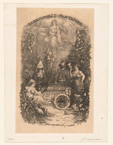 Title print with allegories on love for poetry and art and science, Rodolphe Bresdin, 1861 Canvas Print