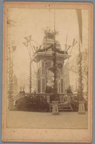 Decorated arch on the Thorbeckeplein in Amsterdam during the April Festivities of 1887, Andreas Theodorus Rooswinkel, 1887 Canvas Print