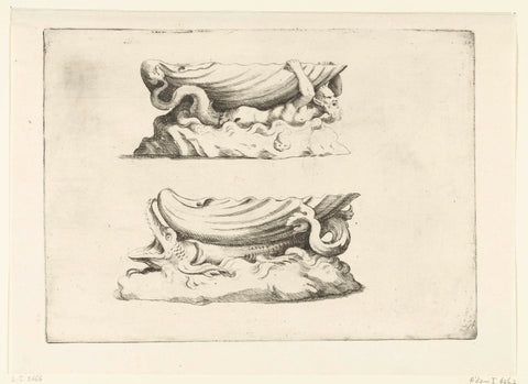 Two shell-shaped bowls one above the other, Hendrik van der Borcht (II), c. 1614 - 1654 Canvas Print