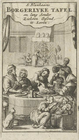 Family around the dining table, Jan Luyken, 1683 Canvas Print