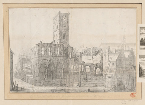 Ruin of the burnt-down Old Town Hall of Amsterdam, 1652, Arnold Colom, 1652 Canvas Print